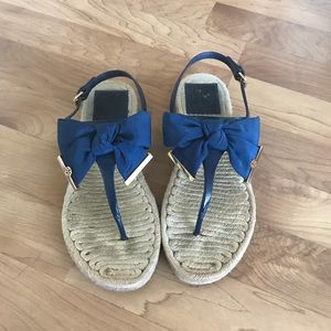 Tory Burch Penny Flat Bow Espadrille Thong Sandals